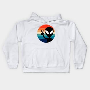 Alien Peace Sign Retro Style Kids Hoodie